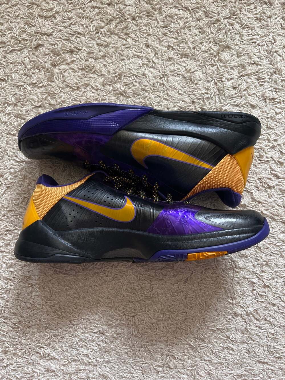 Nike Zoom Kobe 5 OG Lakers Away Del Sol Basketball Shoes Men's 11.5 386429-071